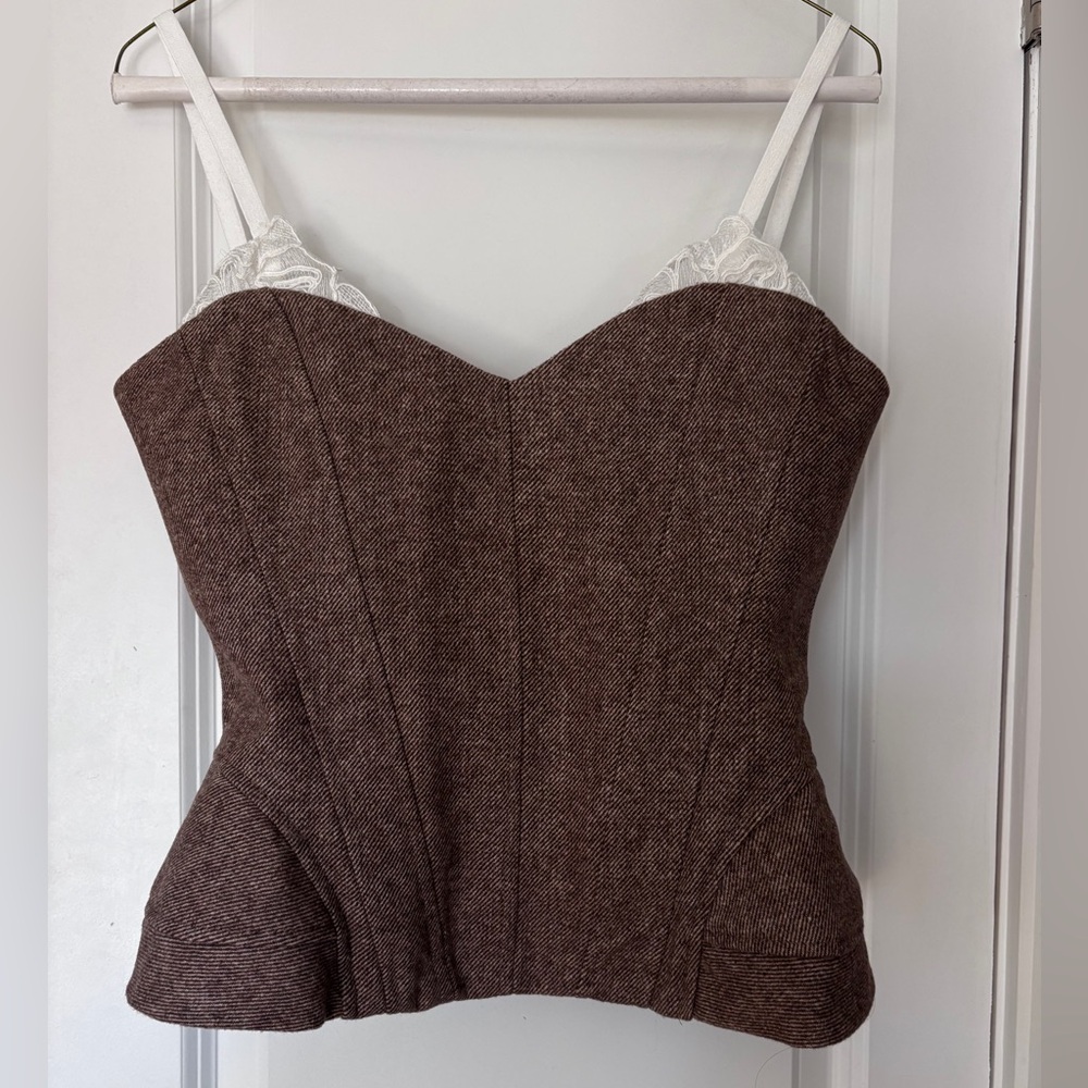 Elegant Brown underwired Fitted Lace bustier top corset size S - Picture 9 of 12